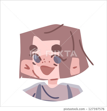 Cartoon Avatar With Happy Girl 127397576