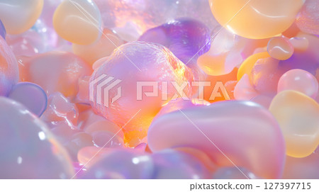 Abstract pastel bubbles create dreamy background with soft colors 127397715
