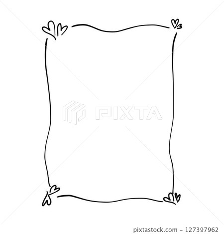 Heart frame border abstract hand drawn wedding card outline shape icon 127397962
