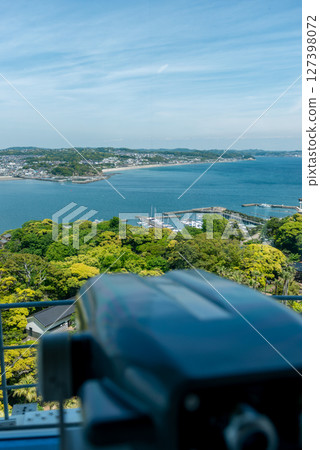 View from Enoshima Sea Candle Observatory, Shonan coastline, bird's-eye view 127398072
