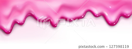 Pink ice cream melt dripping down 127398119