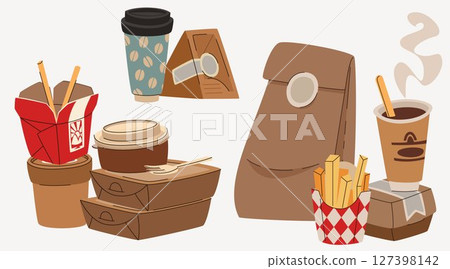 Takeaway paper package collection 127398142