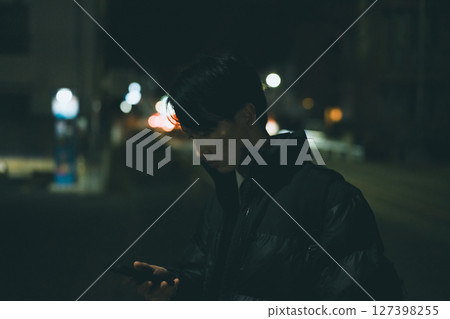 Winter Night Business Person Winter Night Business Person 127398255