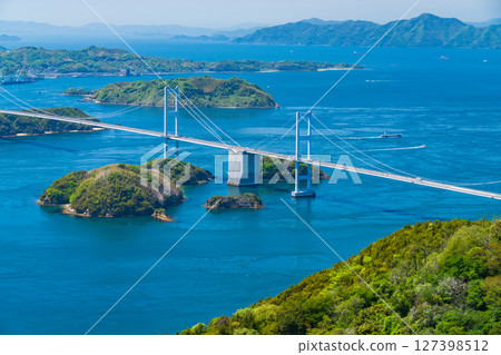 <Ehime Prefecture> View of Kurushima Kaikyo Bridge and Mt. 127398512