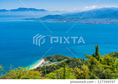 《Ehime Prefecture》View of the open sea of the Seto Inland Sea and Mt. 127398597