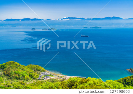 《Ehime Prefecture》View of the open sea of the Seto Inland Sea and Mt. 127398603