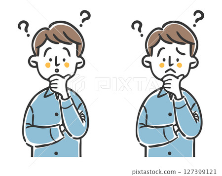 充滿疑慮的男人,上半身,向量圖 充滿疑慮的男人,上半身,向量圖 127399121
