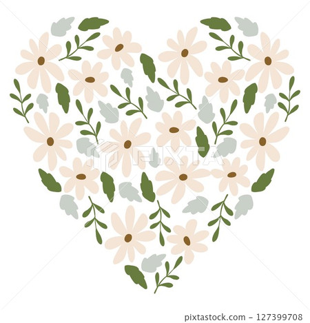 Cute Floral heart vector illustration 127399708