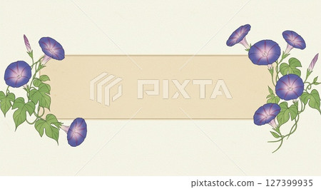 柔和的奶油色背景上色彩鮮豔的牽牛花 127399935