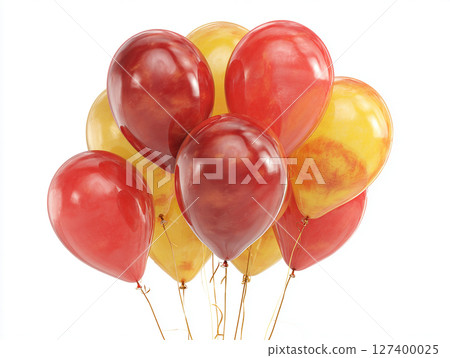 Gold and multicolored color balloons with customizable space for text. Event celebration concept Gold and multicolored color balloons with customizable space for text. Event celebration concept 127400025