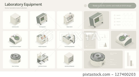 Laboratory Equipment Vector Isometric Icons Collection 127400203
