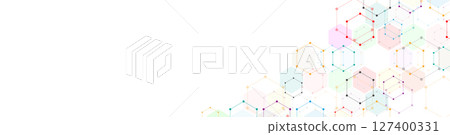 Banner design template or website header. Abstract background with geometric shapes and hexagon pattern. Banner design template or website header. Abstract background with geometric shapes and hexagon pattern. 127400331