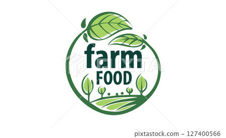 Vector logo of farm products, hand-drawn Vector logo of farm products, hand-drawn 127400566