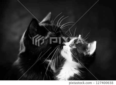 Affection and tenderness between two adorable kittens 127400638