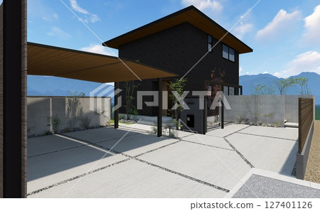 A chic and beautiful detached house with black exterior walls 127401126