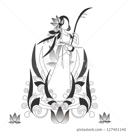 一個女人在玩二胡 127401140