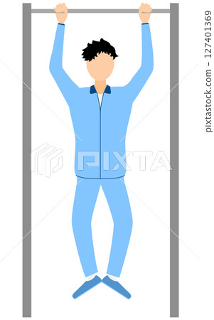 向量圖的一名身穿運動服的男子做引體向上 向量圖的一名身穿運動服的男子做引體向上 127401369