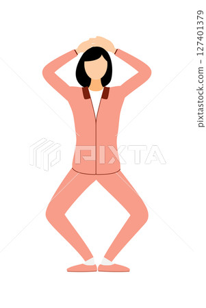Vector illustration of a woman in a tracksuit doing squats Vector illustration of a woman in a tracksuit doing squats 127401379