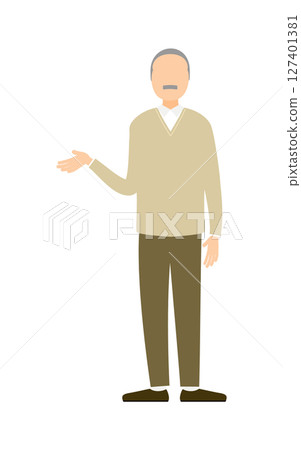 一位老人用手勢說話的向量插圖 127401381