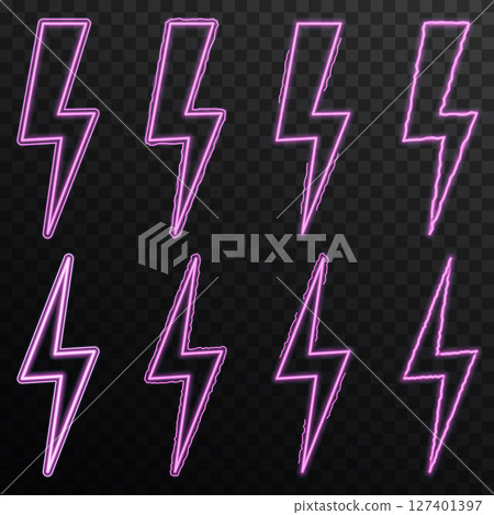 Thunderstorm lightning strikes ferociously 127401397
