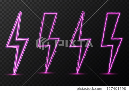 Thunderstorm lightning strikes ferociously 127401398