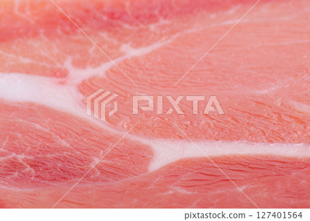 Thinly sliced ham meat as a background macro photo. Thinly sliced ham meat as a background macro photo. 127401564