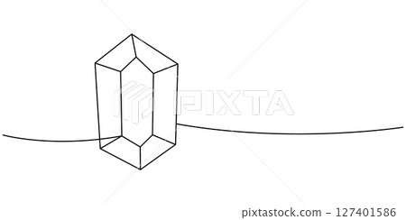 Crystal one line continuous drawing. Luxury gemstone crystal. Vector illustration Crystal one line continuous drawing. Luxury gemstone crystal. Vector illustration 127401586