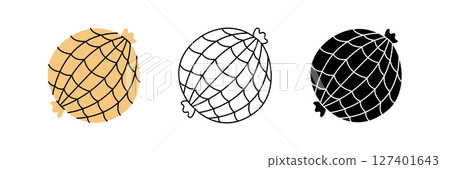 Smoked sausage icon set. Fresh raw sausages. Vector illustration. 127401643