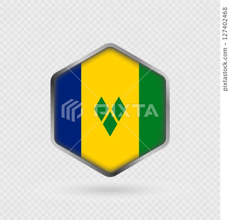 Saint Vincent and the Grenadines Flag Icon in Hexagon Shape. Saint Vincent and the Grenadines Flag Icon in Hexagon Shape. 127402468