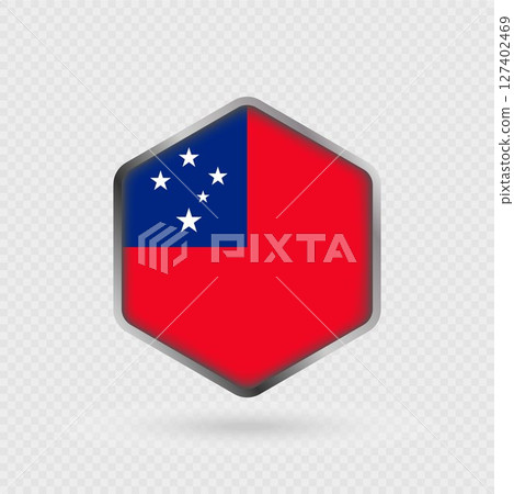 Samoa Flag Icon in Hexagon Shape. Samoa Flag Icon in Hexagon Shape. 127402469