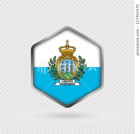 San Marino Flag Icon in Hexagon Shape. San Marino Flag Icon in Hexagon Shape. 127402470