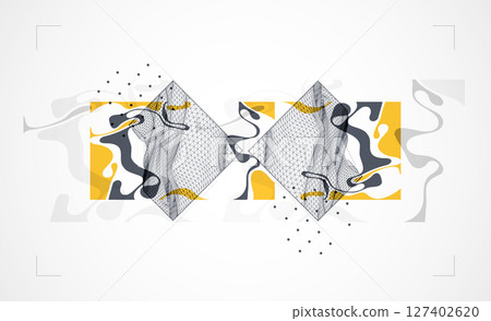 Abstract art wireframe background. Modern science or technology art elements. Surface illustration. Vector. Abstract art wireframe background. Modern science or technology art elements. Surface illustration. Vector. 127402620