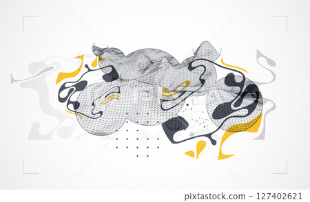 Abstract art wireframe background. Modern science or technology art elements. Surface illustration. Vector. 127402621