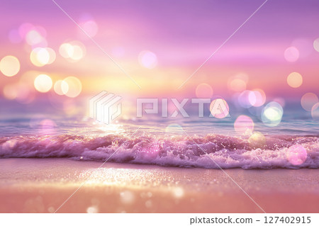 A tropical beach woven with light and color (AI-generated image) 127402915