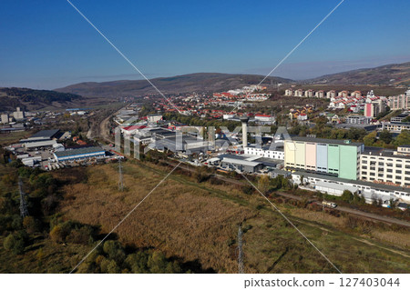 Aerial view of industrial zone and technology park buildings Aerial view of industrial zone and technology park buildings 127403044