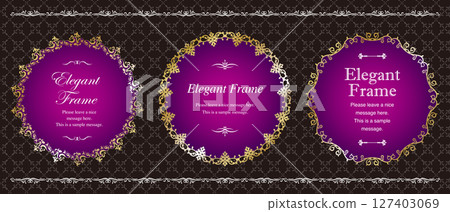 豪華典雅框架組，裝飾設計，裝飾邊框，典雅的背景，金子，紫色 127403069