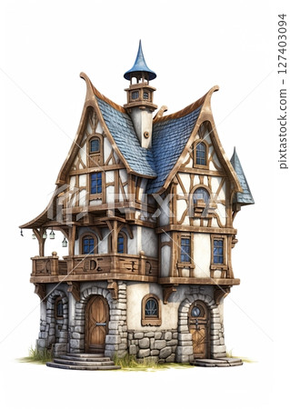 House in european medieval architecture style. Fantasy, fairytale concept. Ai Generative House in european medieval architecture style. Fantasy, fairytale concept. Ai Generative 127403094