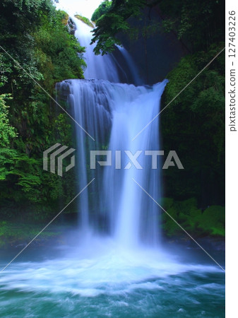 Jion Falls in early summer (Kuju Town, Oita Prefecture, vertical composition) 127403226