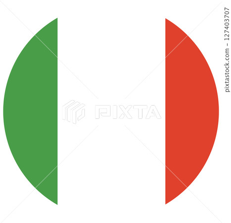 The flag of Italy in circle shape, icon. Standard colors. The flag of Italy in circle shape, icon. Standard colors. 127403707