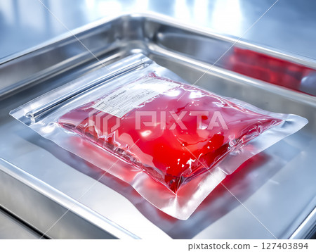 含有人造血液的輸血包影像 127403894