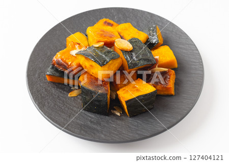 Roasted Kabocha Squash on a White Background 127404121