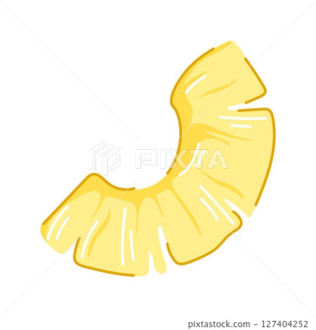 Fresh yellow pineapple slice icon in flat style. Healthy sweet vegetarian snack for menu, cafe design isolated on a white background. 127404252