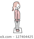 Woman measuring posture sideways 127404425