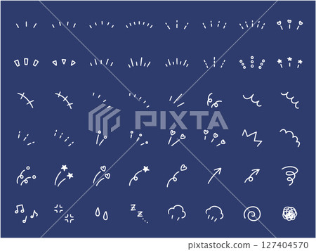 A vector illustration set of hand-drawn ornament illustrations. Hand-drawn, focused lines, attention, arrows 127404570