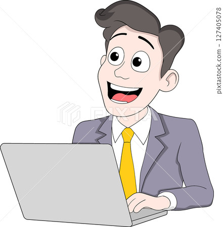 Cartoon Business Worker Offering Customer Service Cartoon Business Worker Offering Customer Service 127405078