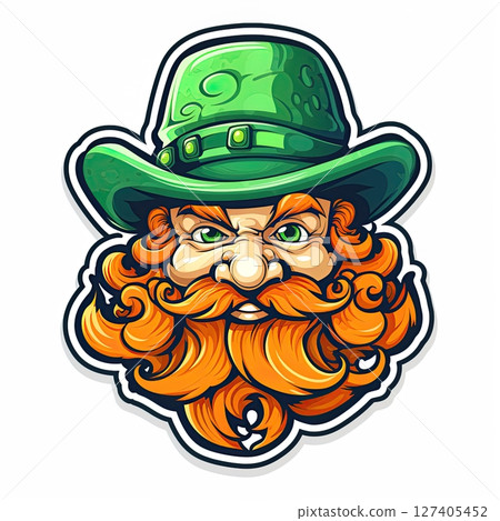Saint Patrick's Leprechaun. Sticker design isolated on white background. Ai Generative Saint Patrick's Leprechaun. Sticker design isolated on white background. Ai Generative 127405452