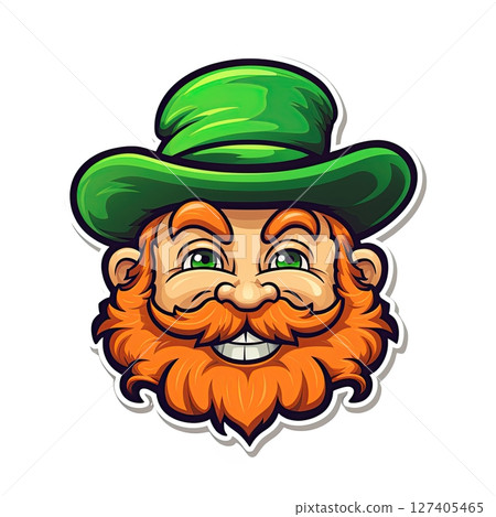 Saint Patrick's Leprechaun. Sticker design isolated on white background. Ai Generative 127405465