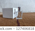 empty perfume bottle with white box template for beauty, fashion, cosmetic and health care product 127406818