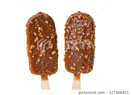 chocolate ice cream on a stick 127406925