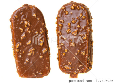 chocolate ice cream on a stick 127406926
